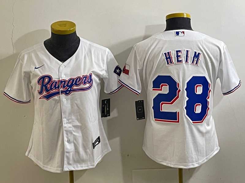 Womens Texas Rangers #28 Jonah Heim White 2023 World Series Champions Cool Base Jersey->mlb womens jerseys->MLB Jersey